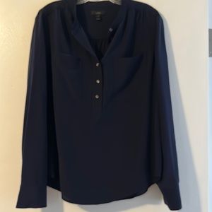 J crew navy silk blouse